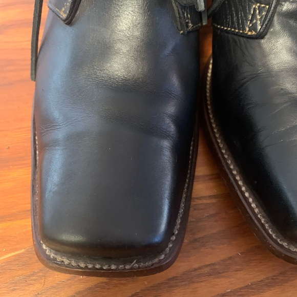 John Fluevog I Believe High Simon Square Toe Boot W 10.5 Black Leather Grunge - Picture 8 of 11